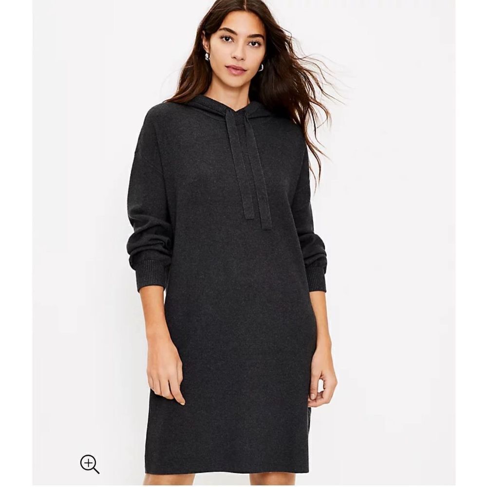 Madewell charcoal minimalist elevated basics hooded sweater dress